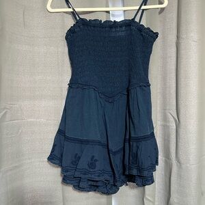Dark Blue Smocked Romper